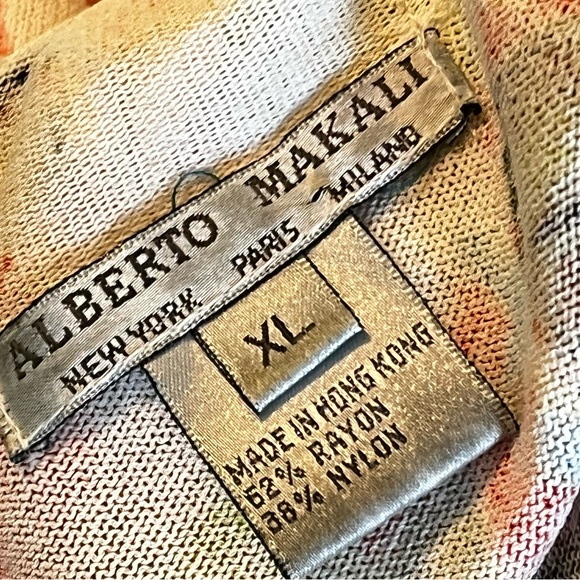 Alberto Makali Knit Top Asian Floral Sequins Zip Up Slim Fit XL  Artsy Boho 90s - Picture 3 of 9